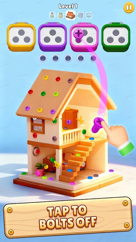 #8. Bolts Off: Screw 3D Puzzle (Android) De: Tap Color Studio