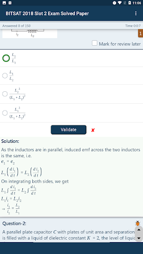 Screenshot of BITSAT Exam Previous Papers