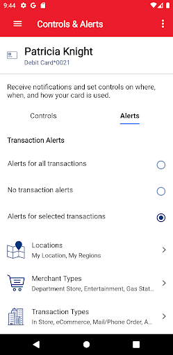 Android application M&M Bank Card Protect screenshort