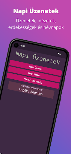 Android application Napi üzenet screenshort