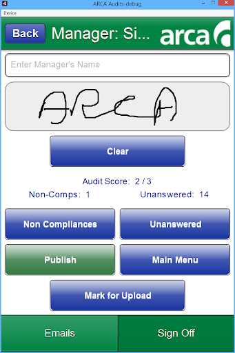 ARCA Audits Screen 2