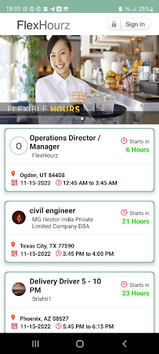 Android application FlexHourz screenshort