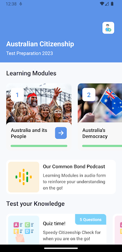 Android application AU Citizenship Preparation screenshort