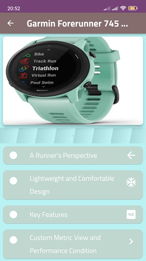 Android application Garmin Forerunner 745 guide screenshort
