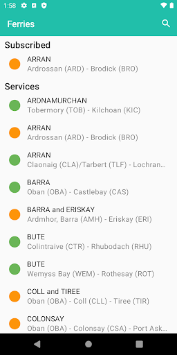 Android application Scottish Ferries screenshort