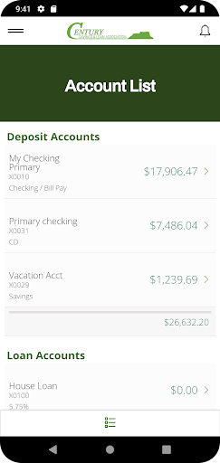 Century Savings & Loan Screen 2