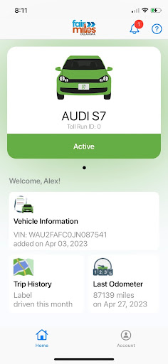 MobileApp FairMiles Screen 2