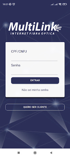 Android application Multilink Cliente screenshort