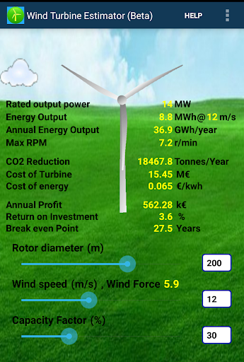 Wind Turbine Estimator beta Screen 2