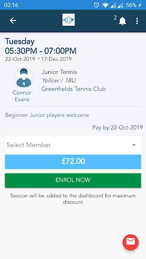 Android application Eye On The Ball Tennis Academy screenshort