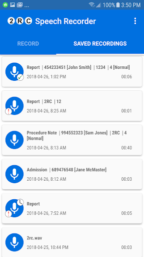2RC Speech Recorder Screen 2