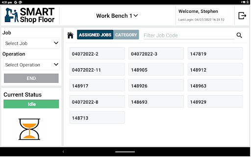 Shop Floor Control Screen 2