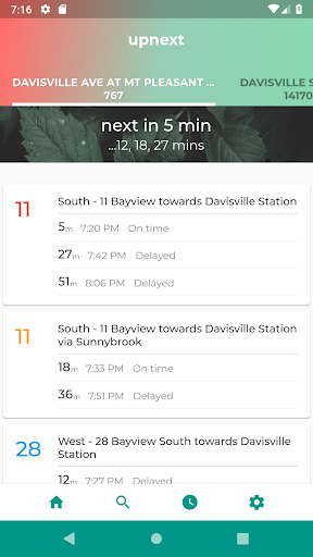 Android application upnext: find your next TTC bus screenshort