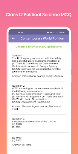 Class 12 Political Science MCQ