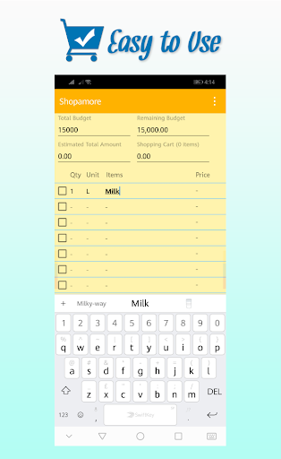 Shopamore+ Grocery List Screen 2