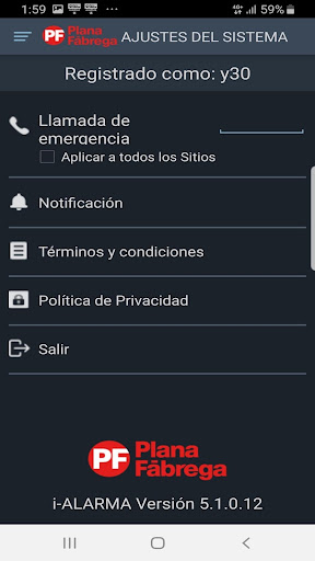 I-ALARMA Screen 2