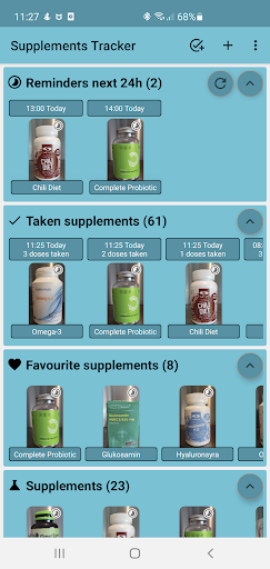 Android application Supplements Tracker screenshort
