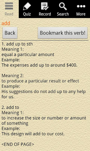 English Grammar - Phrasal Verb Screen 2