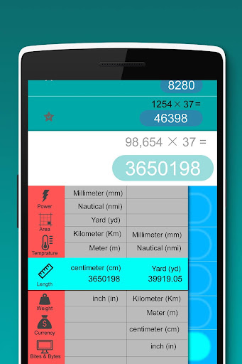 Calculator / Unit Converter Screen 3