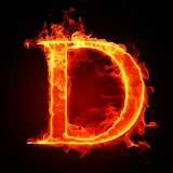 3D burning D code icon