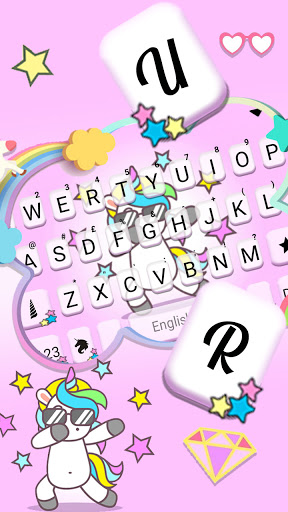 Pink Cute Unicorn Keyboard Bac Screen 2