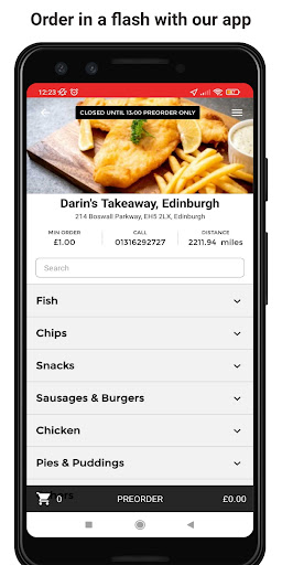 Android application Darin's Takeaway, Edinburgh screenshort