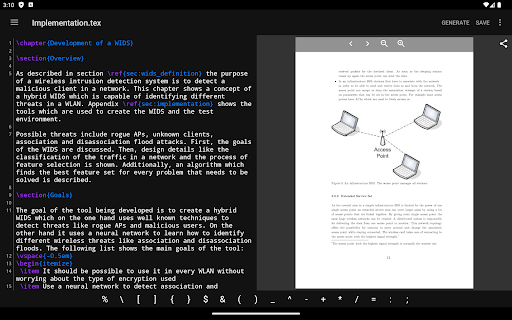 Screenshot of VerbTeX LaTeX Editor