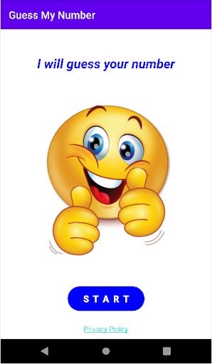 Android application Guess My Number screenshort