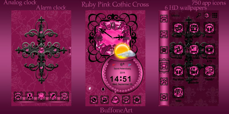 Ruby Pink Gothic Cross theme - 1.1 - (Android)