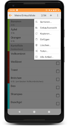 Shopping Check - Einkaufsliste Screen 2