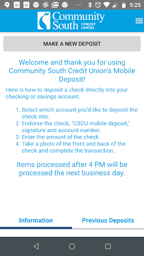 CS Remote Deposit Screen 2