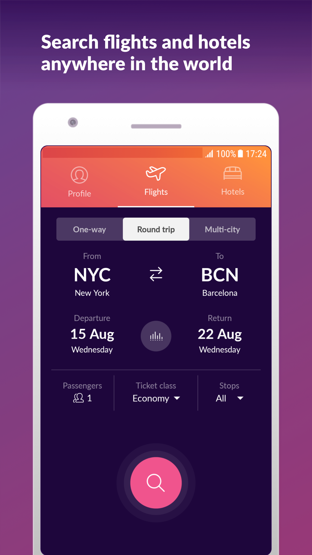 Android application Cheap Flights & Hotels momondo screenshort