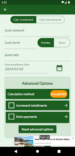 Banking Calculator Screen 2