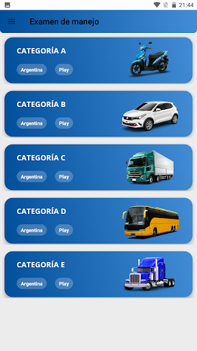 Android application Examen teórico de manejo screenshort