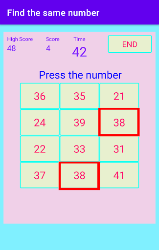 Find the same number Screen 3