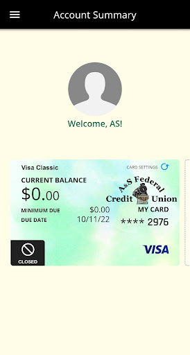 A&S FCU Visa Screen 2