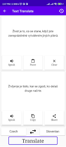 Czech To Slovenian Translator Screen 2