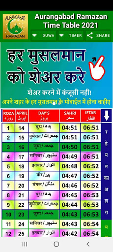 Android application Aurangabad Ramazan Time Table screenshort