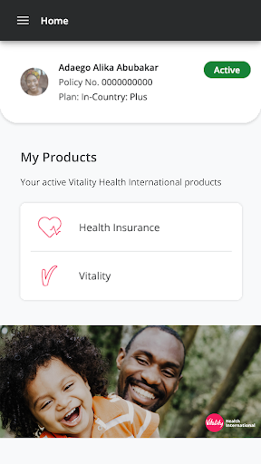 Android application Vitality Health International screenshort