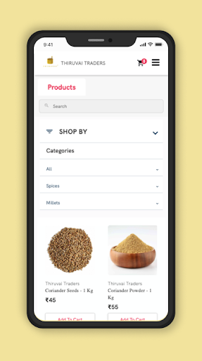 Android application Thiruvai Traders screenshort