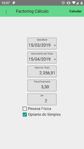 Android application Factoring Cálculo screenshort