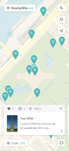 Android application NearbyWiki: Wikipedia Carte screenshort