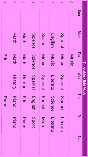 School Timetable Screen 2