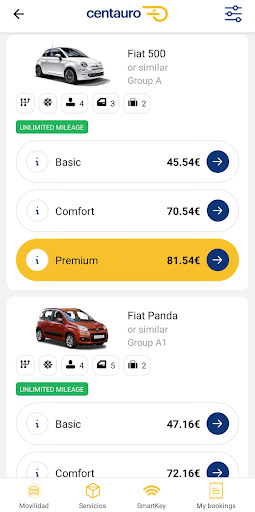 Car hire with Centauro Screen 2