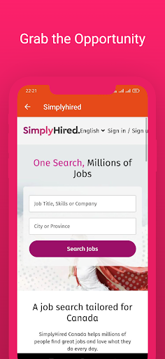 Canada jobs Hub Screen 3