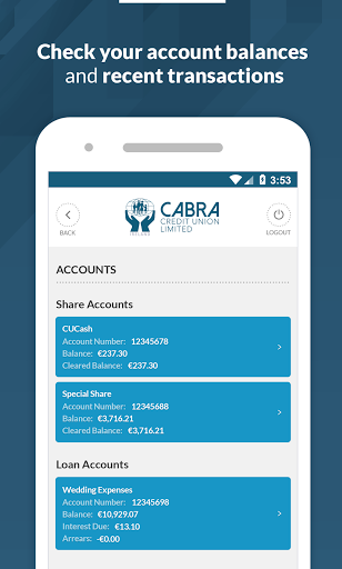 Cabra Credit Union Screen 2