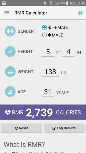 Android application RMR Calculator & Tracker screenshort