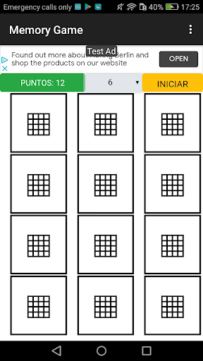 Android application Memory Game screenshort