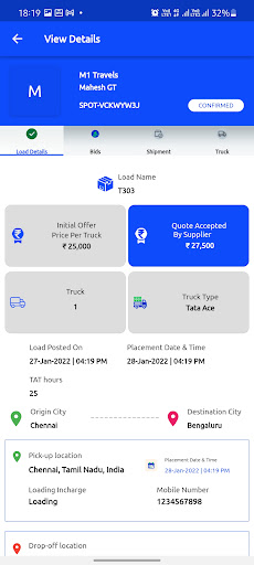 Gro Shipper: Truck Booking Screen 3