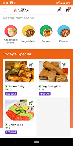 Android application Aaram Restaurant - Order Food screenshort